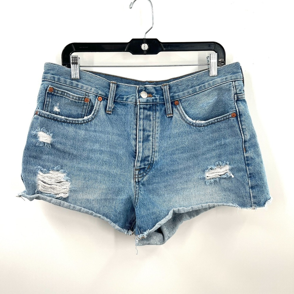 Madewell relaxed denim distressed boho jean short cutoff button fly high rise 29